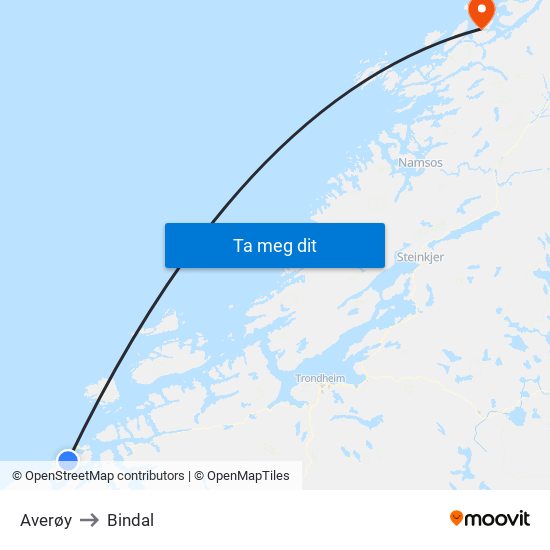 Averøy to Bindal map