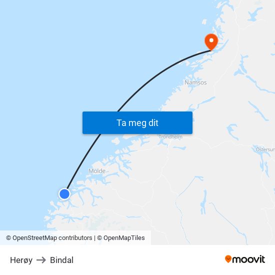Herøy to Bindal map