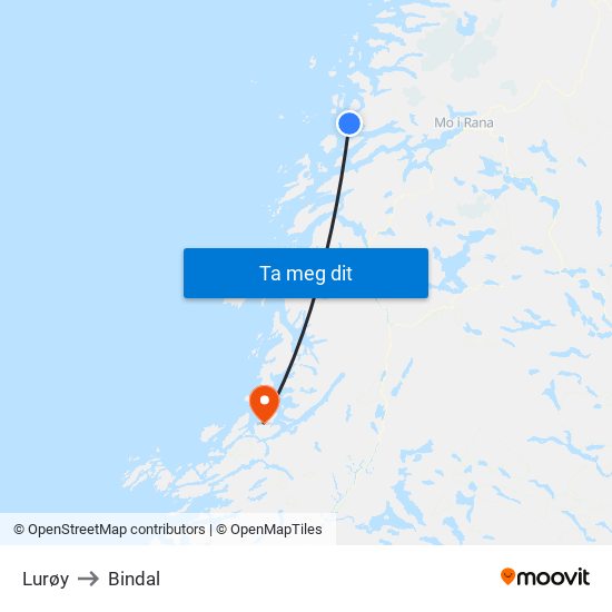 Lurøy to Bindal map