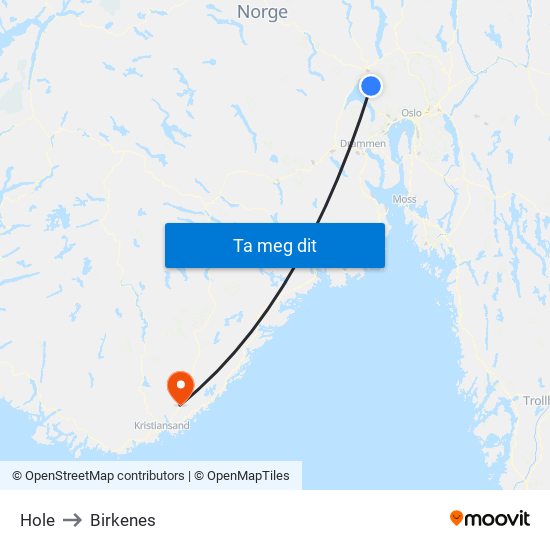 Hole to Birkenes map