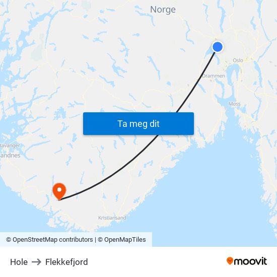 Hole to Flekkefjord map
