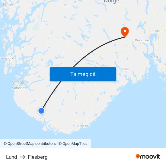 Lund to Flesberg map