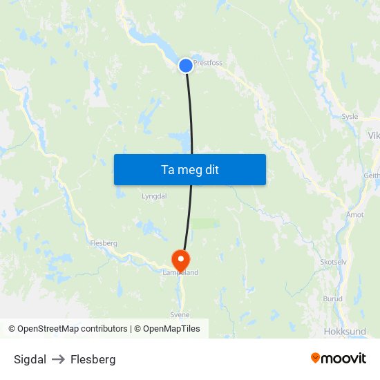 Sigdal to Flesberg map