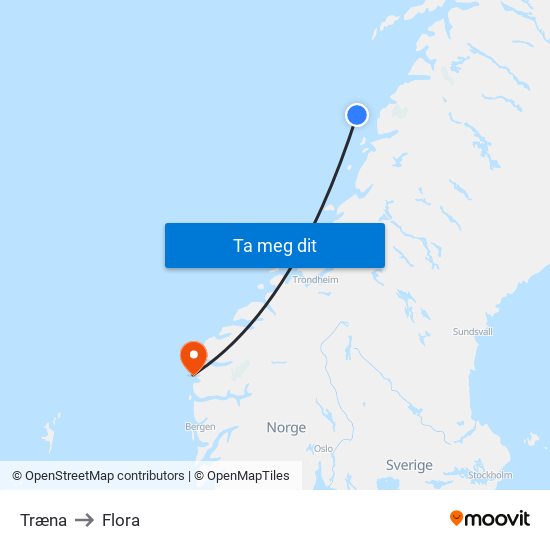 Træna to Flora map