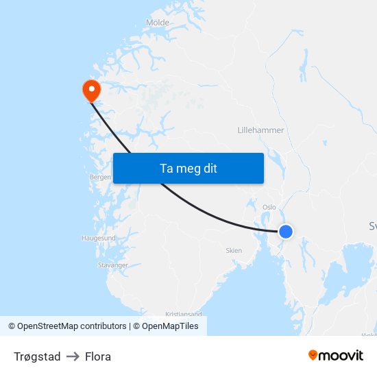 Trøgstad to Flora map