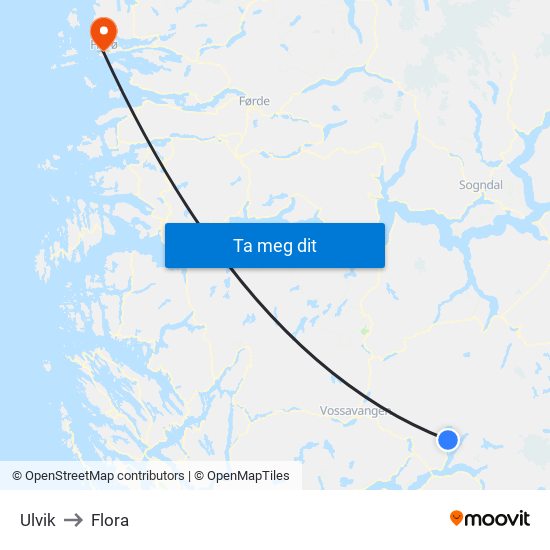 Ulvik to Flora map