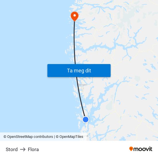 Stord to Flora map