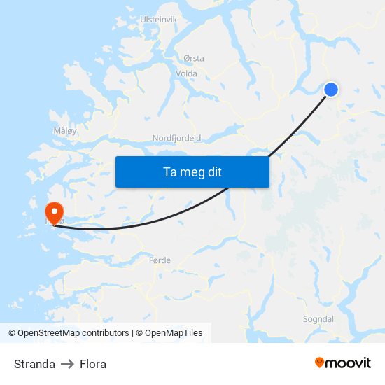 Stranda to Flora map
