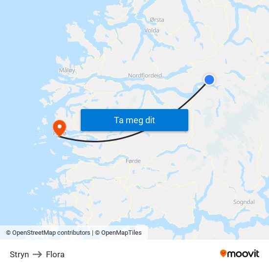 Stryn to Flora map