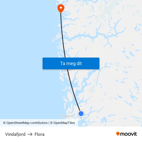 Vindafjord to Flora map