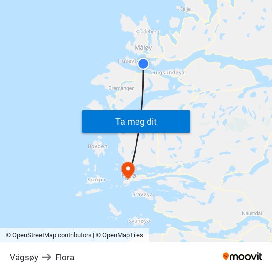 Vågsøy to Flora map