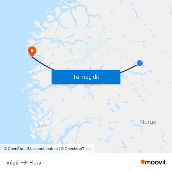 Vågå to Flora map