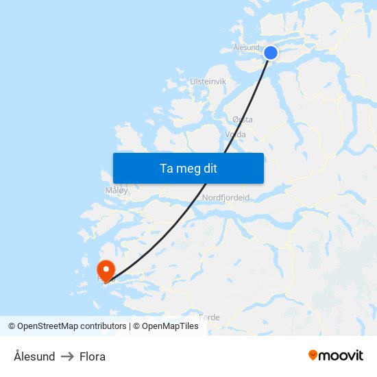 Ålesund to Flora map