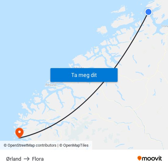 Ørland to Flora map