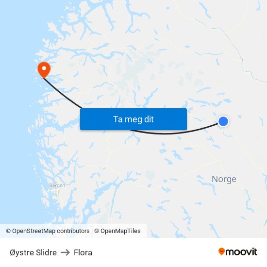 Øystre Slidre to Flora map