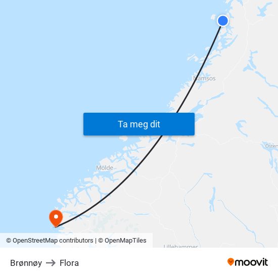 Brønnøy to Flora map