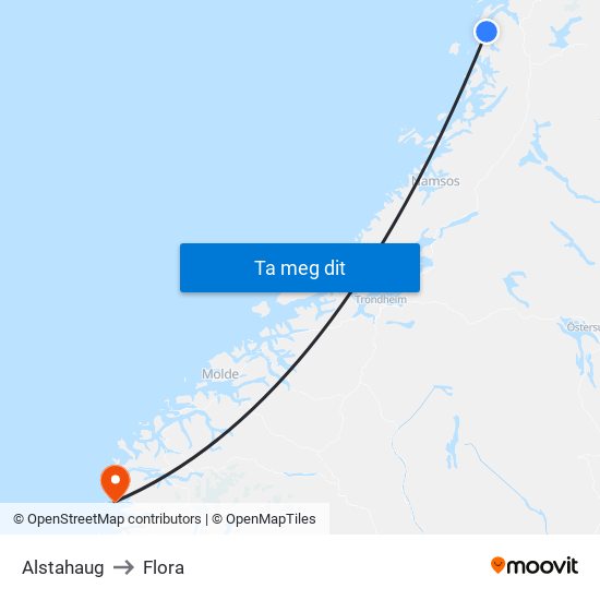 Alstahaug to Flora map