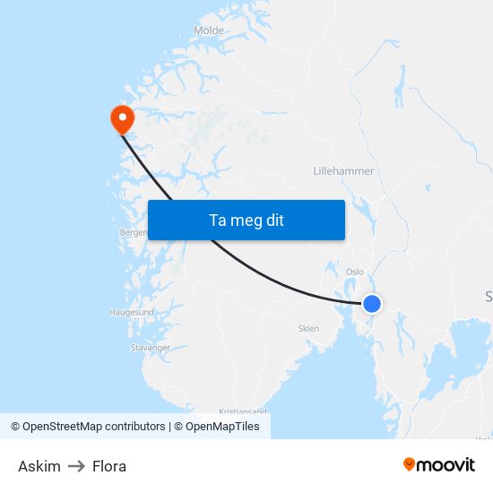 Askim to Flora map