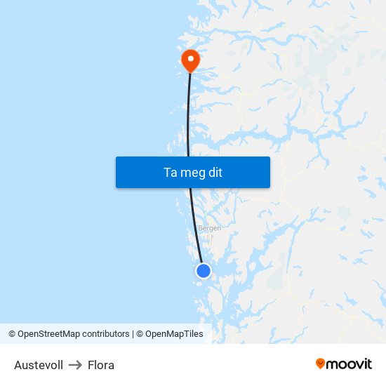 Austevoll to Flora map