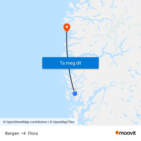 Bergen to Flora map