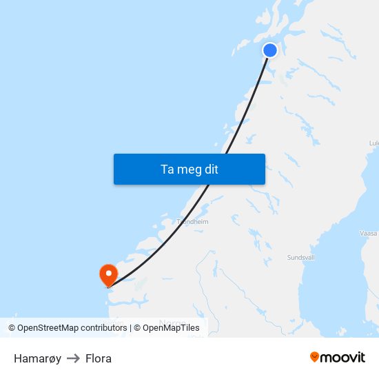 Hamarøy to Flora map