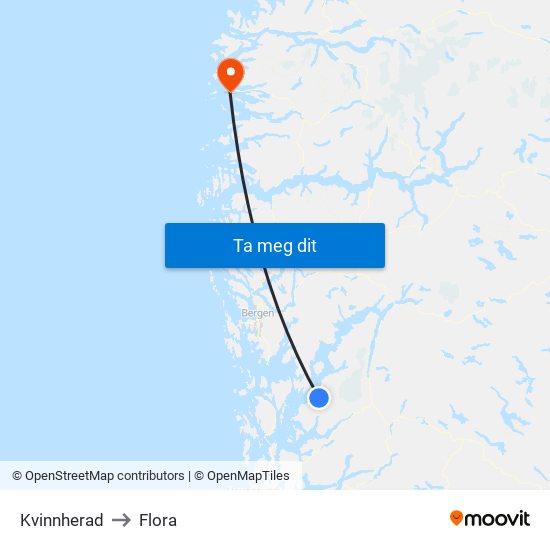 Kvinnherad to Flora map