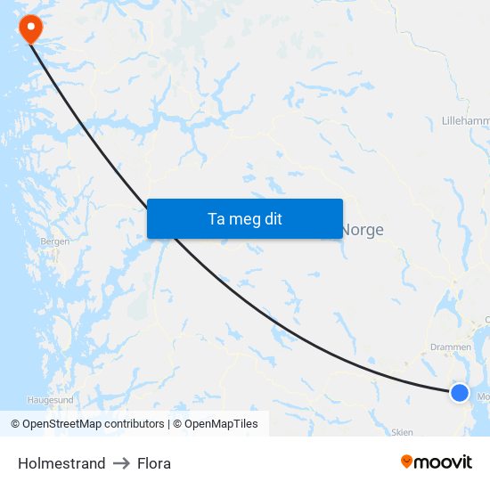 Holmestrand to Flora map