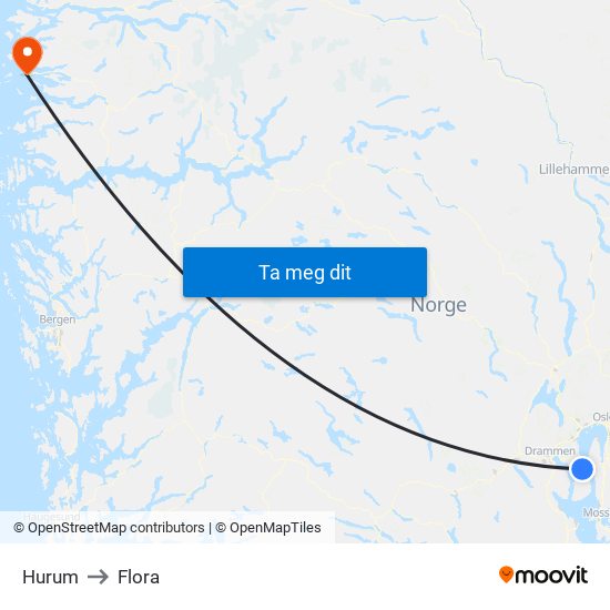 Hurum to Flora map