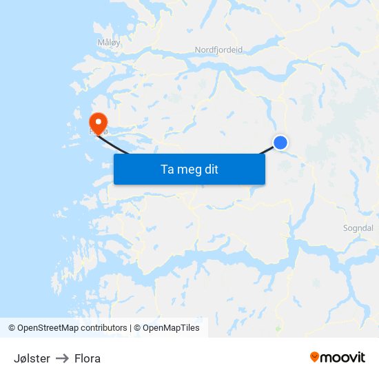 Jølster to Flora map