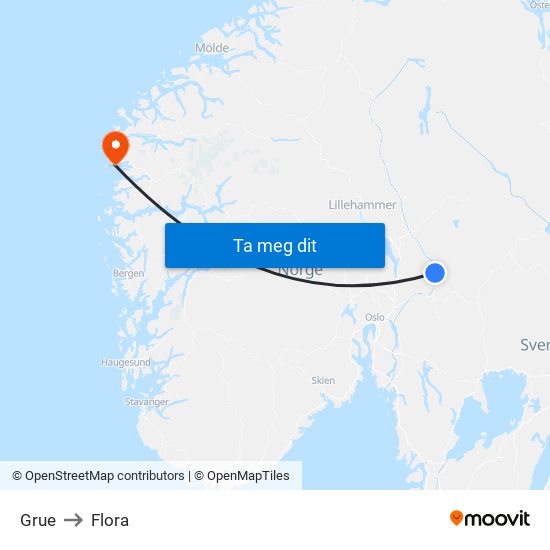 Grue to Flora map