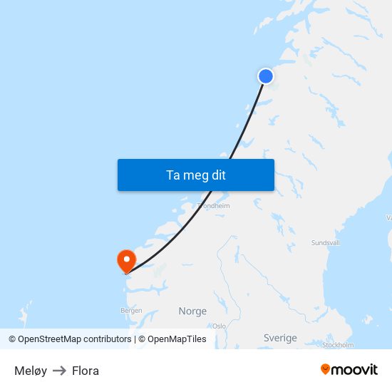 Meløy to Flora map