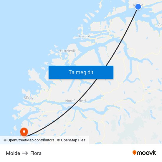 Molde to Flora map