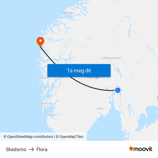 Skedsmo to Flora map