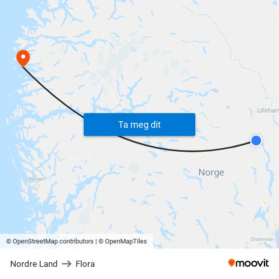 Nordre Land to Flora map