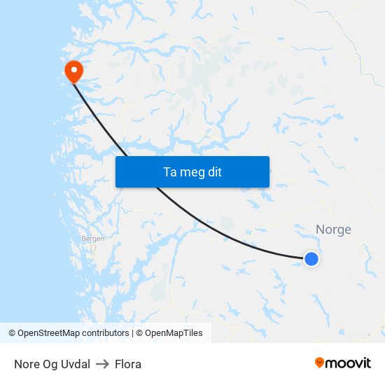 Nore Og Uvdal to Flora map