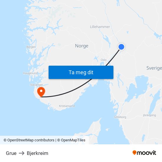 Grue to Bjerkreim map