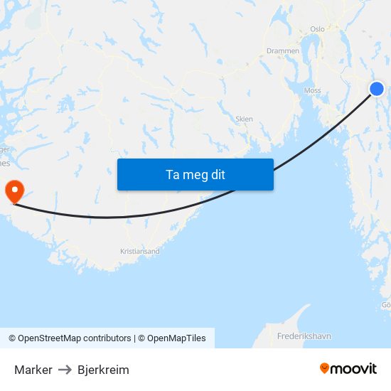 Marker to Bjerkreim map