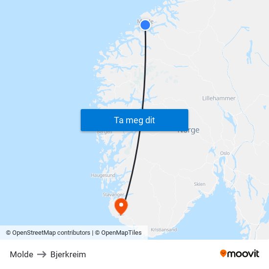 Molde to Bjerkreim map
