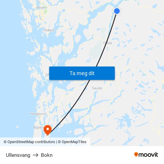 Ullensvang to Bokn map