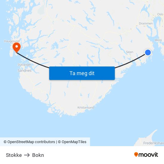 Stokke to Bokn map