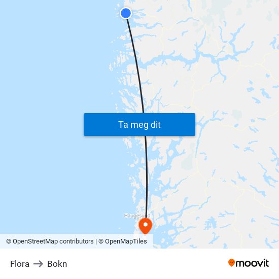 Flora to Bokn map