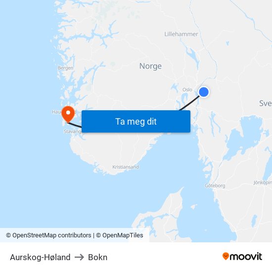 Aurskog-Høland to Bokn map