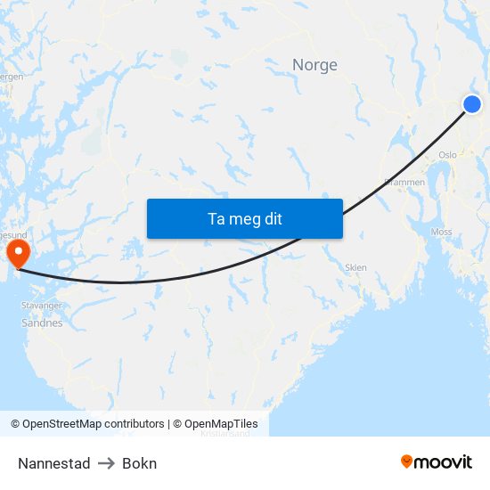 Nannestad to Bokn map