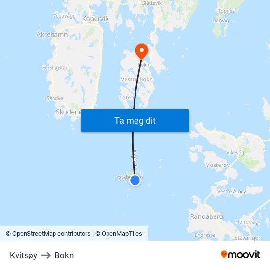 Kvitsøy to Bokn map