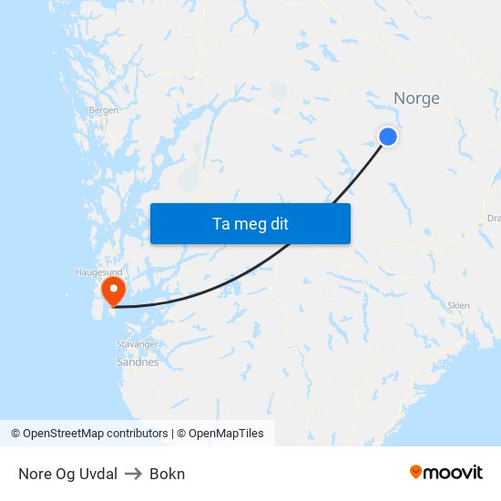 Nore Og Uvdal to Bokn map