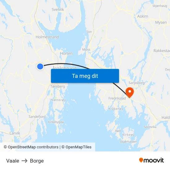 Vaale to Borge map
