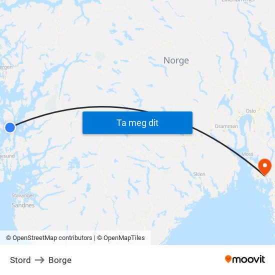 Stord to Borge map