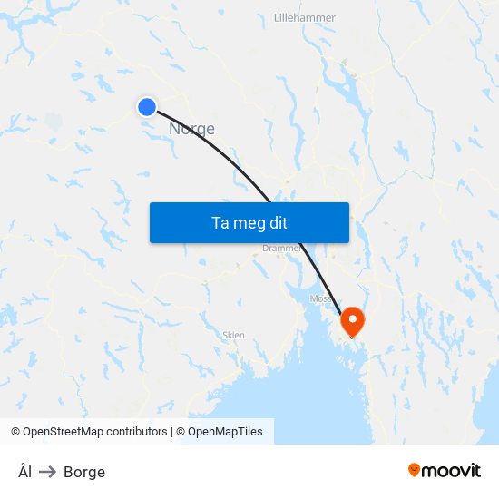 Ål to Borge map