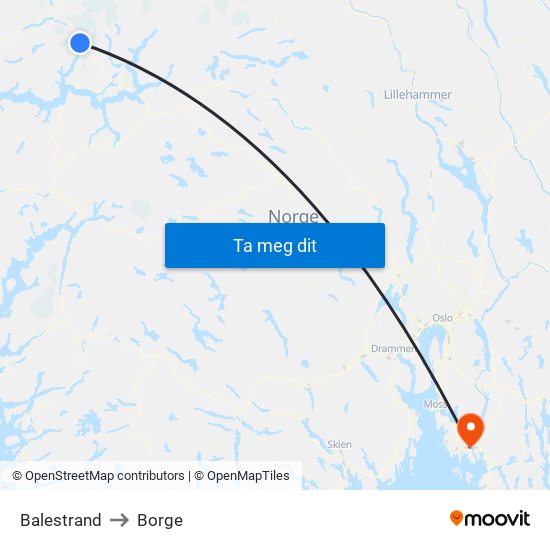 Balestrand to Borge map