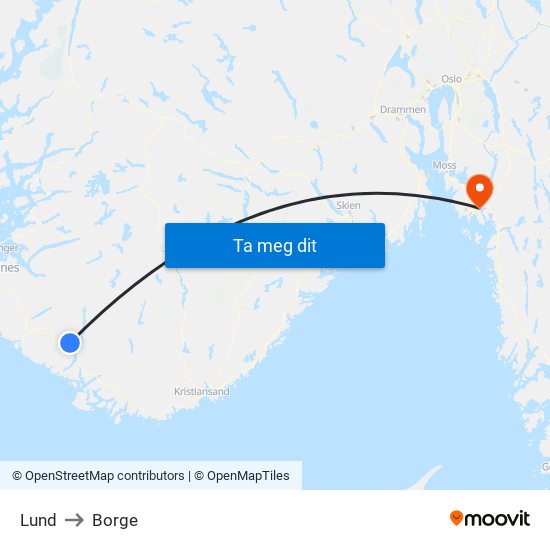 Lund to Borge map